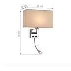 applique liseuse double éclairage avec interrupteur en métal et abat-jour en lin